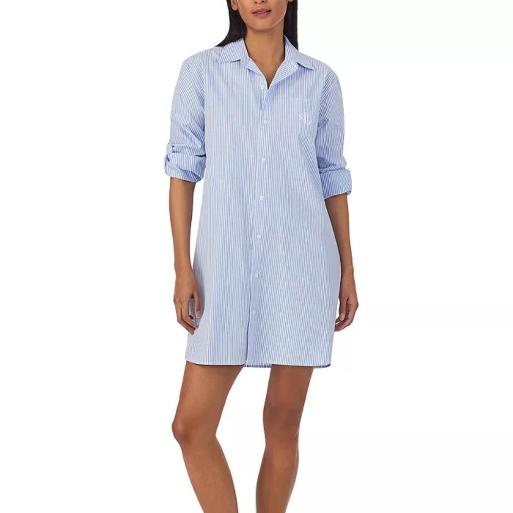 Ralph Lauren Poplin Sleep Shirt Womens Size Small